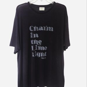 MIKUTA Berlin (L) Black Cotton Tee - Charm in the Limelight - Oversized